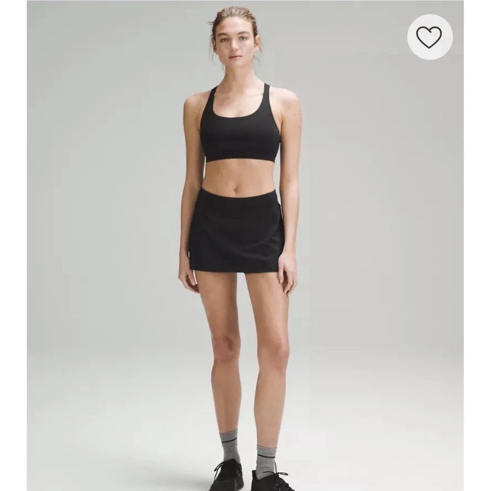 Lululemon Throwback Pace-Setter Mid-Rise Skirt In Black Size 6 Skort Tennis